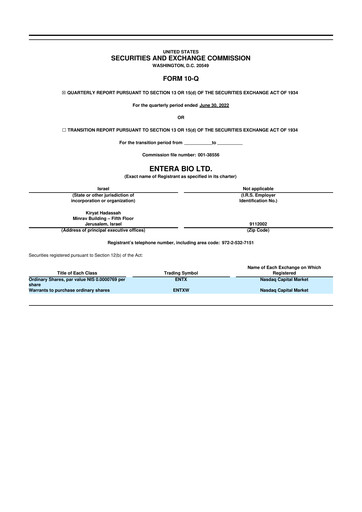 Vorschaubild Entera Bio 10-Q Quartalsbericht  