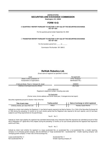 Miniature Lifeward 10-Q Rapport trimestriel 2022 