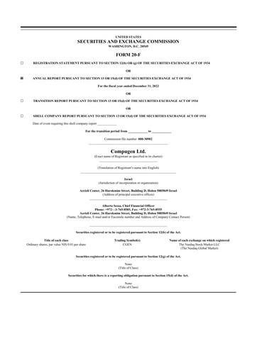Thumbnail Compugen 20-F Annual Report 2022