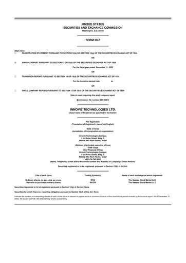 Miniature Innoviz Technologies 20-F Rapport annuel 2022