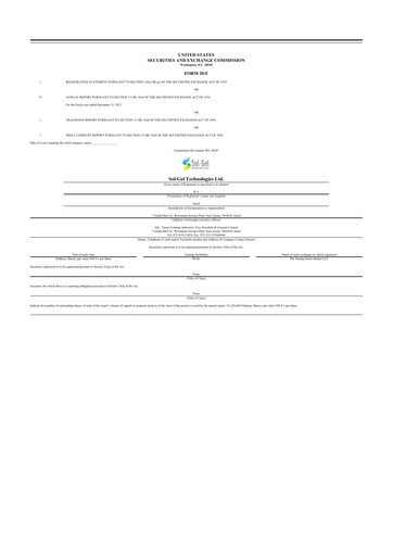 Miniature Sol-Gel Technologies 20-F Rapport annuel 2022