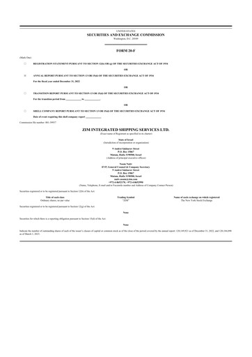 Thumbnail ZIM Integrated Shipping Services 20-F Annual Report 2022