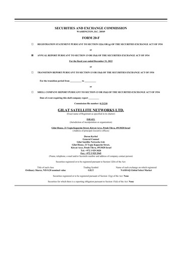 Thumbnail Gilat Satellite Networks 20-F Annual Report 2022