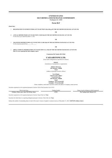 Thumbnail Caesarstone
 20-F Annual Report 2022