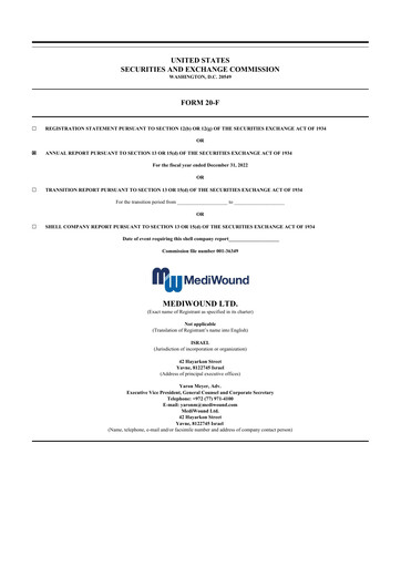 Thumbnail MediWound 20-F Annual Report 2022