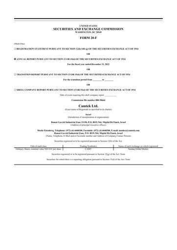 Thumbnail Camtek 20-F Annual Report 2022