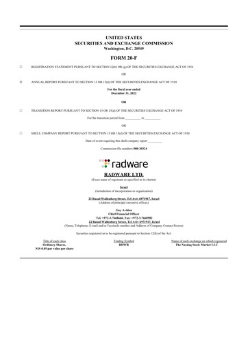 Thumbnail Radware 20-F Annual Report 2022