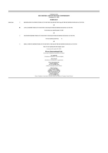 Thumbnail Fiverr 20-F Annual Report 2022