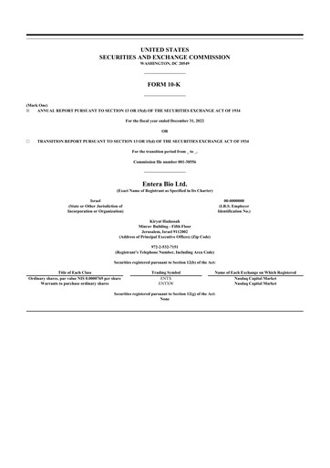 Vorschaubild Entera Bio 10-K Jahresbericht 2022