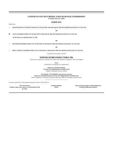 Thumbnail Tower Semiconductor 20-F Annual Report 2022