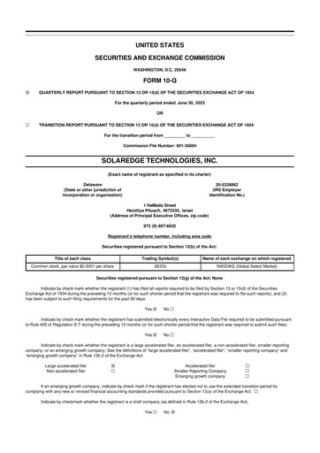 Miniature SolarEdge 10-Q Rapport trimestriel 2023 