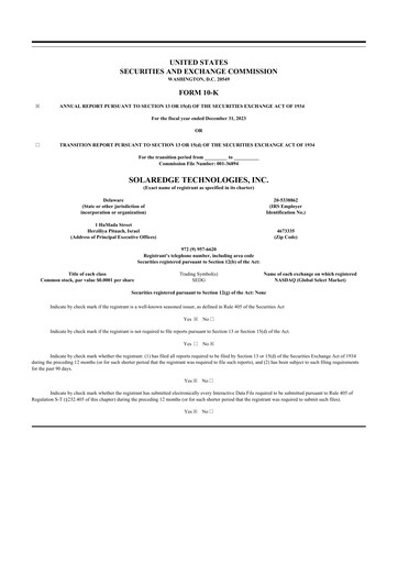 Thumbnail SolarEdge 10-K Annual Report 2023