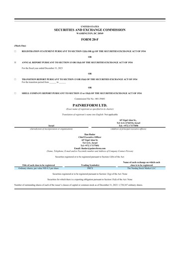 Vorschaubild PainReform 20-F Jahresbericht 2023