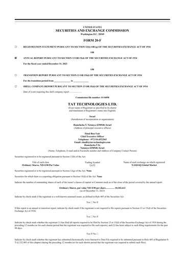 Vorschaubild TAT Technologies 20-F Jahresbericht 2023