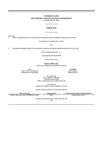 Vorschaubild Entera Bio 10-K Jahresbericht 2023
