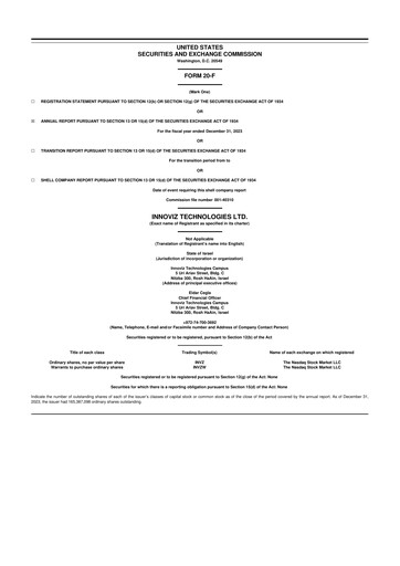 Miniature Innoviz Technologies 20-F Rapport annuel 2023