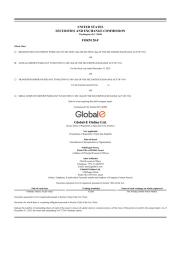 Thumbnail Global-e 20-F Annual Report 2023