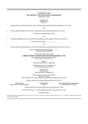 Thumbnail Check Point Software 20-F Annual Report 2023