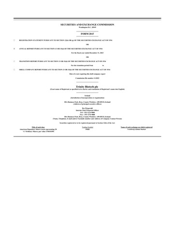 Thumbnail Trinity Biotech
 20-F Annual Report 2023