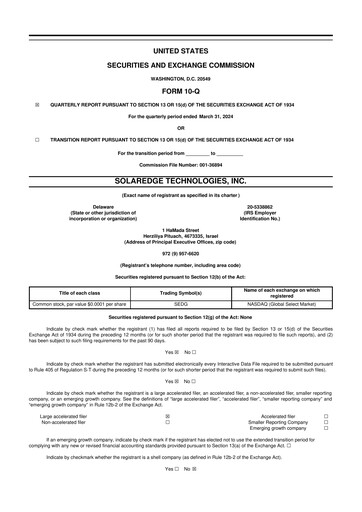 Miniature SolarEdge 10-Q Rapport trimestriel 2024 