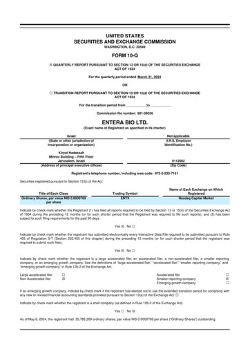 Vorschaubild Entera Bio 10-Q Quartalsbericht  