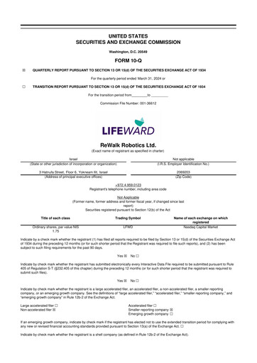 Miniature Lifeward 10-Q Rapport trimestriel 2024 