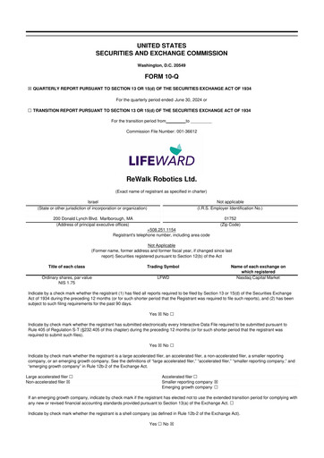 Miniature Lifeward 10-Q Rapport trimestriel 2024 