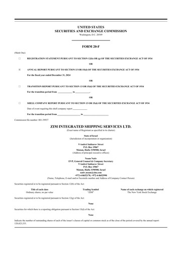 Thumbnail ZIM Integrated Shipping Services 20-F Annual Report 2024