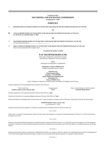 Vorschaubild TAT Technologies 20-F Jahresbericht 2024