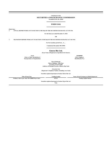 Vorschaubild Entera Bio 10-K Jahresbericht 2024
