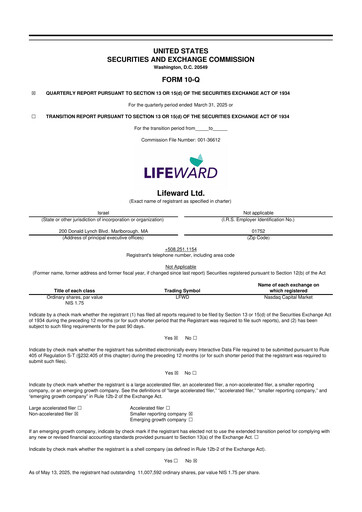 Miniature Lifeward 10-Q Rapport trimestriel 2025 