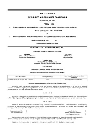 Miniature SolarEdge 10-Q Rapport trimestriel 2025 