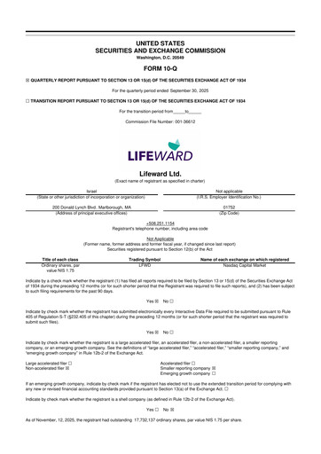 Miniature Lifeward 10-Q Rapport trimestriel 2025 