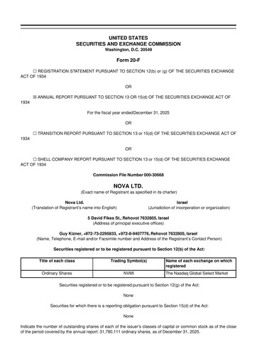 Thumbnail Nova Ltd.
 20-F Annual Report 2025