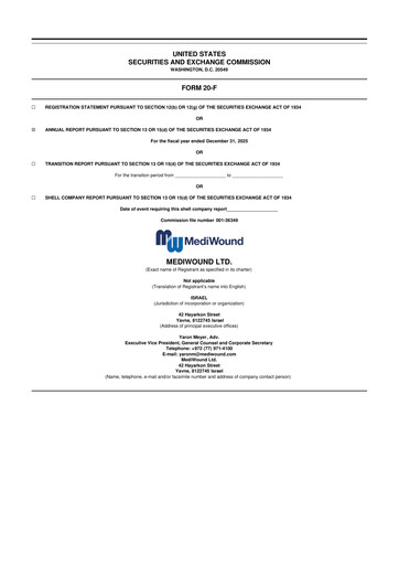 Vorschaubild MediWound 20-F Jahresbericht 