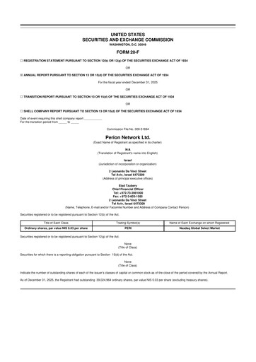 Vorschaubild Perion Network 20-F Jahresbericht 2025