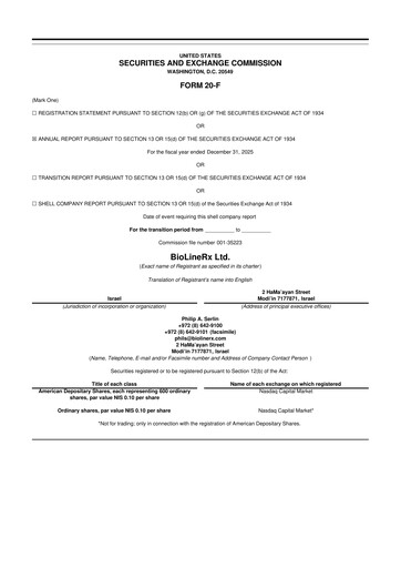 Thumbnail BioLineRx 20-F Annual Report 2025