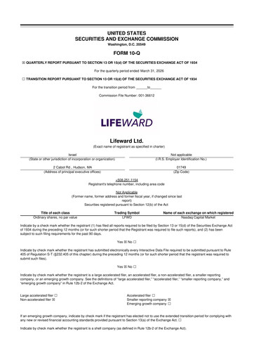 Miniature Lifeward 10-Q Rapport trimestriel  