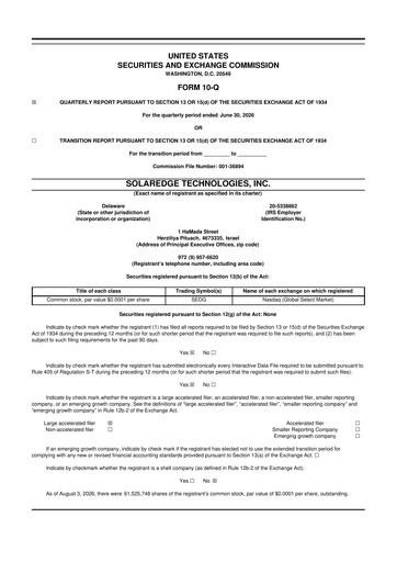 Thumbnail SolarEdge 10-Q Quarterly Report FY2026 