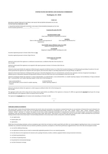 Thumbnail Uranium Energy
 10-K Annual Report 