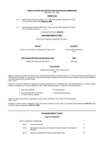Thumbnail Uranium Energy
 10-Q Quarterly Report FY 