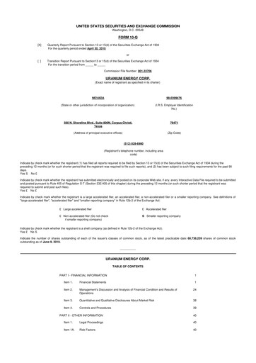 Thumbnail Uranium Energy
 10-Q Quarterly Report FY 