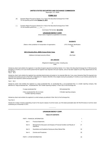 Thumbnail Uranium Energy
 10-Q Quarterly Report FY 