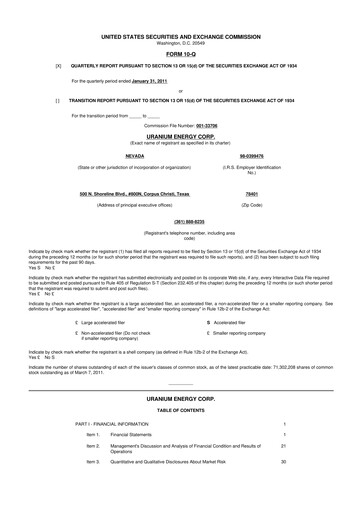 Thumbnail Uranium Energy
 10-Q Quarterly Report FY 