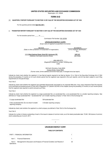Thumbnail Uranium Energy
 10-Q Quarterly Report FY 
