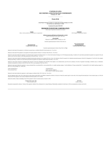 Thumbnail Hooker Furnishings 10-K Annual Report 