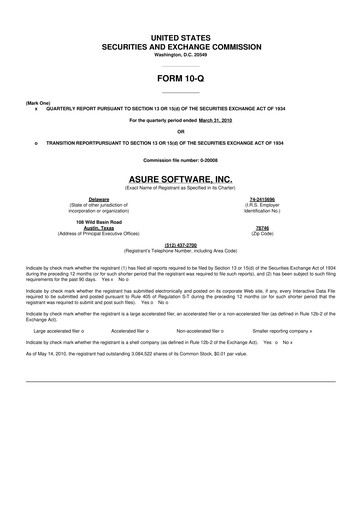 Thumbnail Asure Software
 10-Q Quarterly Report FY 