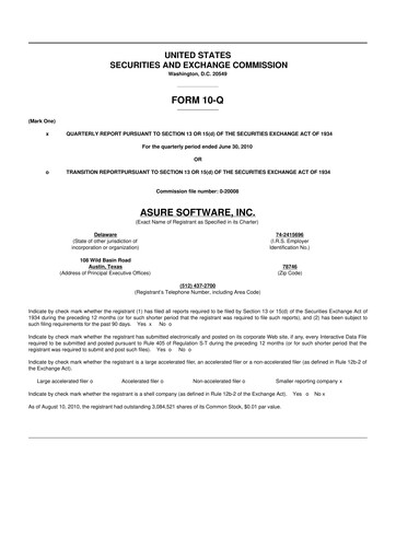 Thumbnail Asure Software
 10-Q Quarterly Report FY 