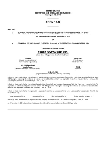 Thumbnail Asure Software
 10-Q Quarterly Report FY 