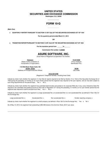 Thumbnail Asure Software
 10-Q Quarterly Report FY 